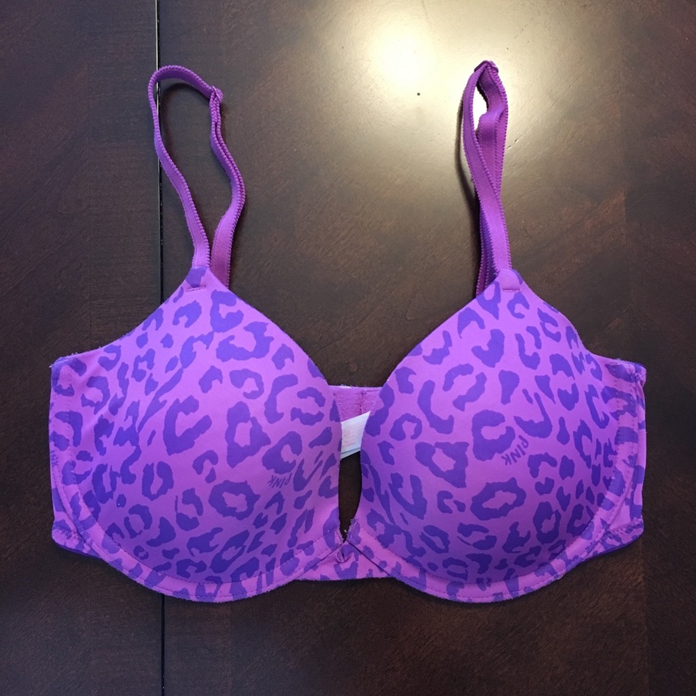 VS PINK Purple Leopard Lightly Lined Bra